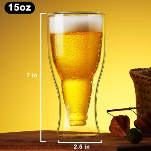 15 oz Beer Glasses Set of 2, Gift for Men