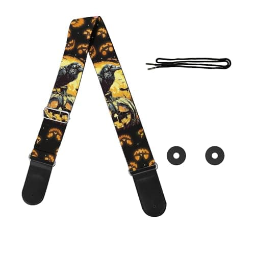 GLENLCWE Boston Terrier Print Guitar Strap for Acoustic & Electric Bass Guitars — Red Bat