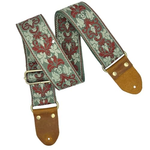 Wild Guitar Strap with Pick Pocket, Genuine Leather, Adjustable — Jt026-dr-20