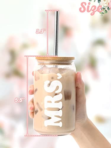 Engagement Gifts for Bride to Be and Newly Engaged Couples: Mrs. Beer Can Glass and Travel Mug Set