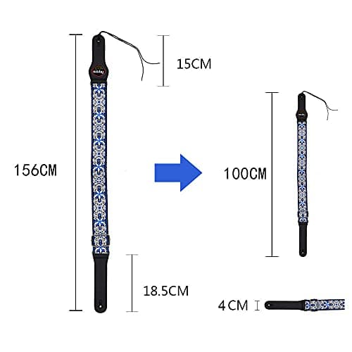 Embroidered Guitar Strap with Picks Pocket