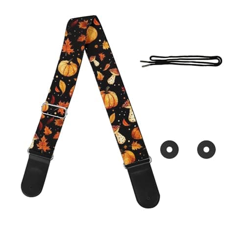 GLENLCWE Boston Terrier Print Guitar Strap for Acoustic & Electric Bass Guitars — Pumpkin Mushroom