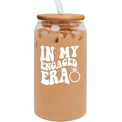 Engagement Gifts: 16 oz Coffee Glass Mug for Women - Funny Newly Engaged Ideas for Singer Merch Fans