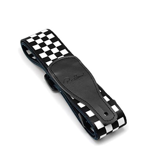 Black and White Checkered Durable Nylon Guitar Strap — Black and White Checkered