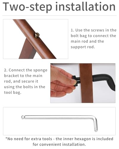 Wood Guitar Stand with Padded Foam – Adjustable for Electric, Bass, Mandolin, Banjo, Ukulele – A-Frame Folding Holder with Guitar Tuner Clip On