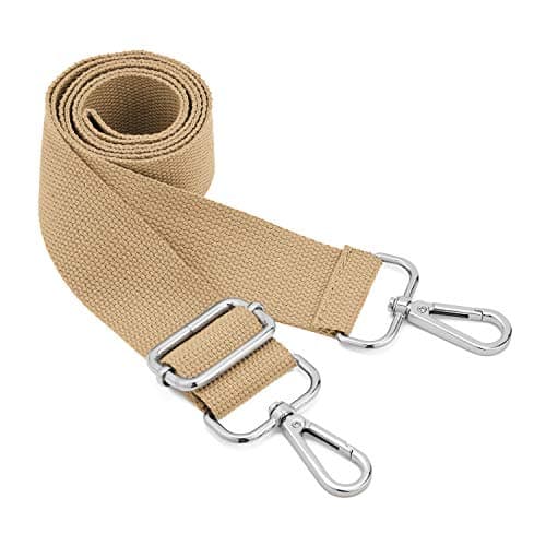 DEVPSISR Wide Shoulder Strap Replacement Adjustable Crossbody Canvas Bag — Silver Buckle-light Coffee