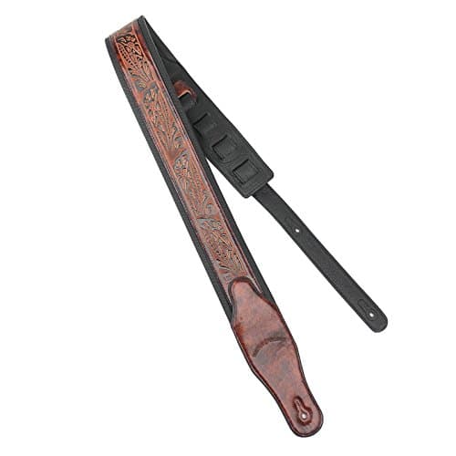 Walker & Williams GB-101 Bourbon Brown Handmade Leather Strap for Guitars