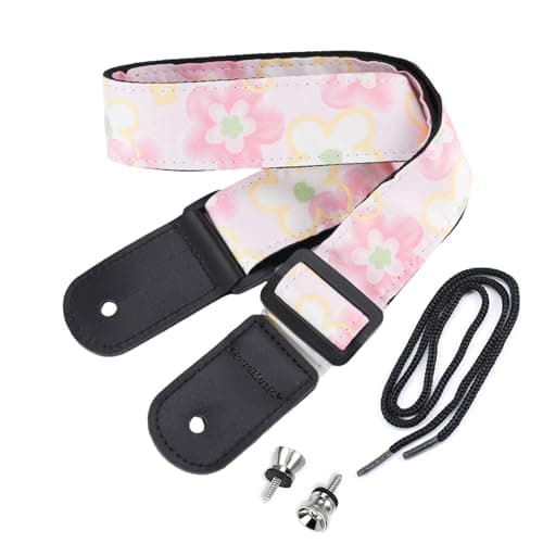 CloudMusic Pink Floral Ukulele Strap for Adults and Kids