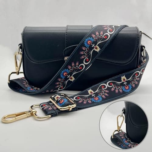 Adjustable Canvas Purse Strap with Gold Metal Buckle