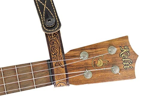 Walker & Williams AT-2 Brown Leather Acoustic Guitar Strap Button Adapter
