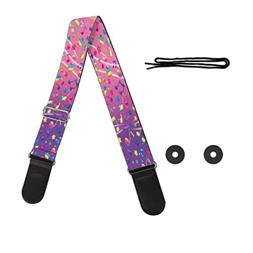GLENLCWE Colorful Sea Turtle Guitar Strap for Acoustic, Electric & Bass — Music Note,pink
