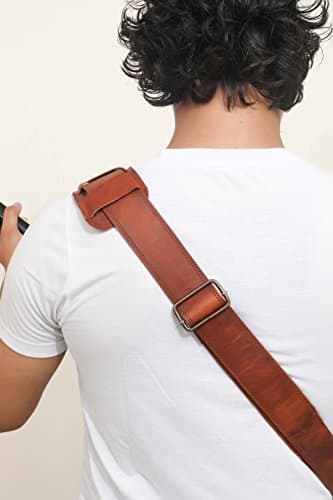 Genuine Leather Brown Padded Guitar Strap - 2 Inch Acoustic/Electric/Bass