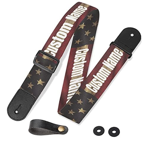 Custom Personalized American Flag Guitar Strap - Bass Electric Acoustic