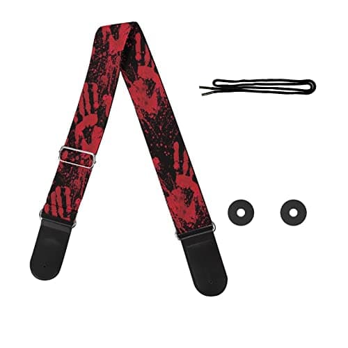GLENLCWE Adjustable Strap for Acoustic, Electric & Bass Guitars — Red Blood Hand