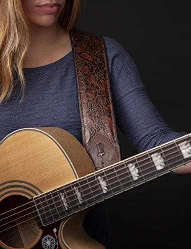 Levy's Leathers Sundance 3 Wide Embossed Guitar Strap - Geramium Whiskey
