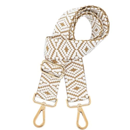 Kolti Wide Adjustable Canvas Crossbody Shoulder Strap Handbag — Gold buckle-452