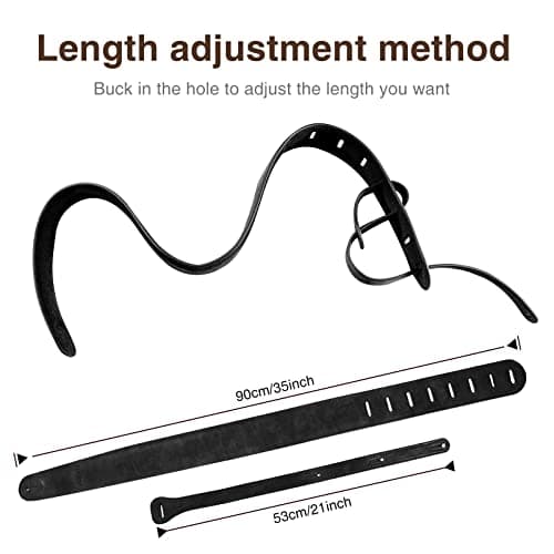 LEKATO Black 2.5" Padded Leather Bass Guitar Strap 41"-51" Adjustable