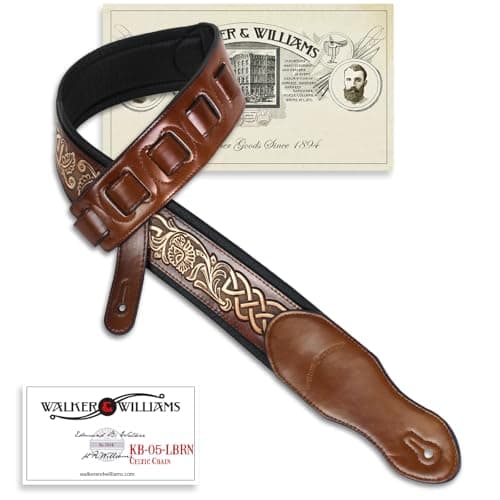 Walker & Williams Tan Full Grain Leather Guitar Strap