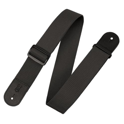 Levy's Polypropylene Guitar Strap with Leather Ends and Tri-Glide Adjuster; Black (M8POLY-BLK)