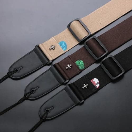 Vintage Bass Guitar Strap with Pick Pocket Adjustable Leather Ends