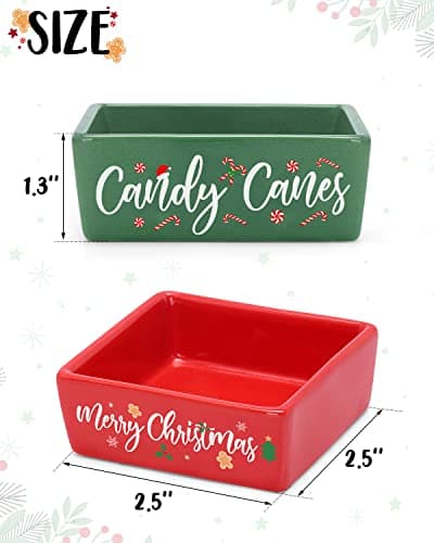 Christmas Mini Candy Dish Set of 2 for Tiered Tray Decor - Farmhouse Home Decor Gift Idea for Housewarming or Thanksgiving