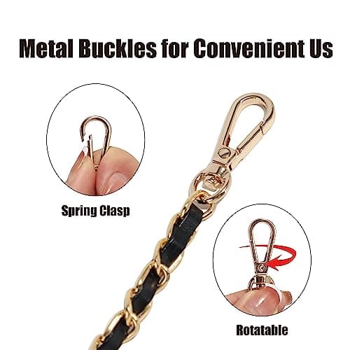 Black & Gold Metal Chain Strap for Purse, 47" Replacement (DIY Bag Accessory)