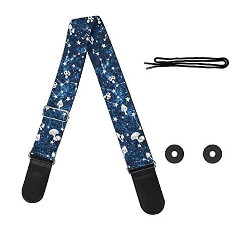 GLENLCWE Colorful Sea Turtle Guitar Strap for Acoustic, Electric & Bass — Galaxy Mushroom Constellation