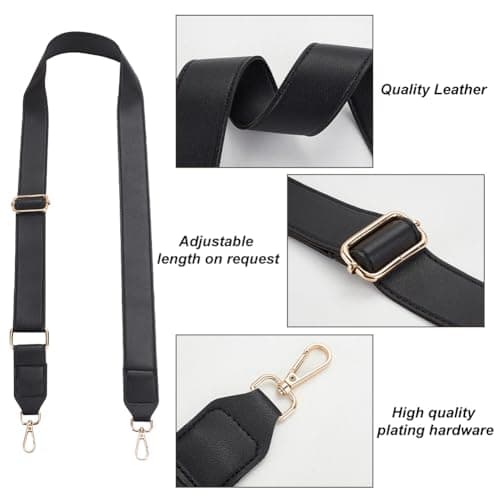 PH PandaHall 1.4 Inch Wide Black PU Leather Shoulder Bag Strap for Briefcase Messenger Bags Women Purse