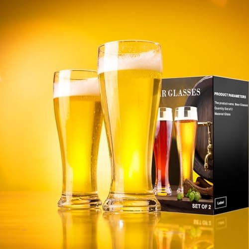PARACITY 16 oz Beer Glasses Set of 2 – Perfect for Pilsner and Wheat, Ideal Gift for Men