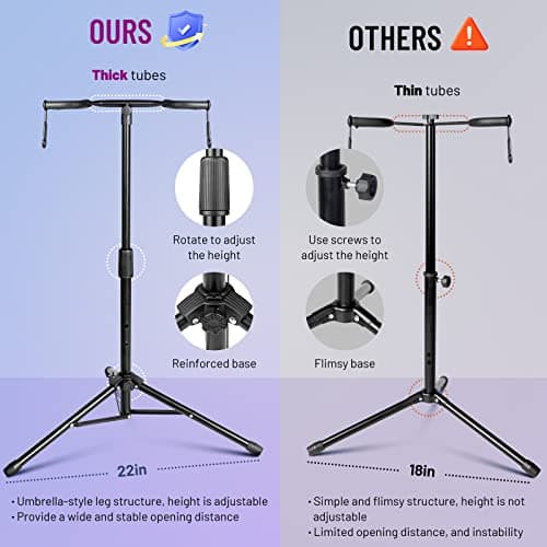 Double Neck Holder Floor Stand for Acoustic & Electric Guitars Bass Banjos