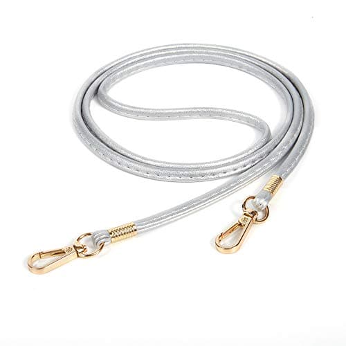 Xiahw Thin Soft PU Leather Crossbody Chain Strap for Small Bags, Purses, Wallets, Clutch, Phone Cases (Black-Silver) — Silver - Gold