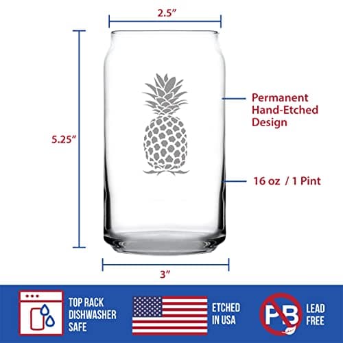 Tropical Pineapple Beer Glass - 16 oz Fun Decor and Gifts