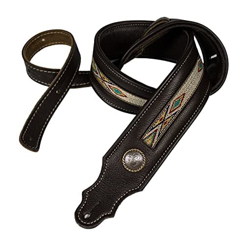 2" Padded Glove and Southwest Hitch Weave Guitar Strap — Chocolate