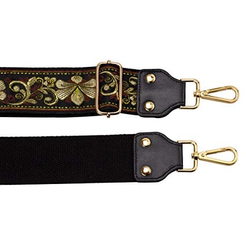 Vintage Flower Adjustable Crossbody Purse Guitar Style Jacquard Woven Handbag Strap