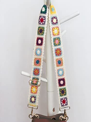 Crochet Flower Purse Straps for Women's Crossbody Handbags