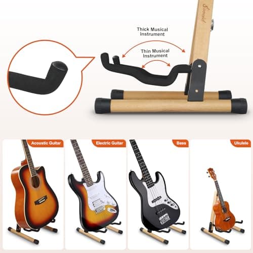 Adjustable Wooden Guitar Stand for Bass, Ukulele, Banjo, Mandolin