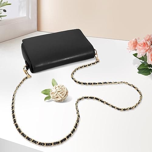 Black & Gold Metal Chain Strap for Purse, 47" Replacement (DIY Bag Accessory)