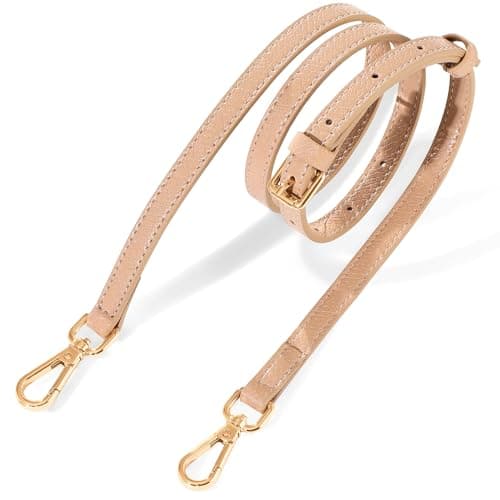 Hamdecro Leather Purse Strap Replacement, Crossbody & Shoulder Straps for Bags, Adjustable — Beige