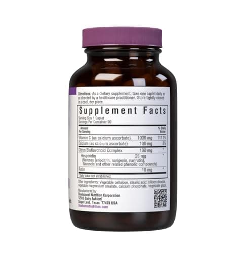 BlueBonnet Buffered Vitamin C1000 mg Capsules for Immune Health Soy Free Grain Free Non-GMO Kosher Vegan, 90 Count