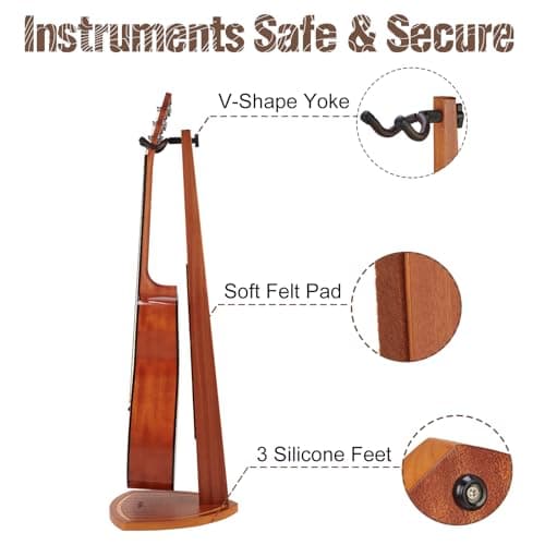 Mahogany Wood Guitar Stand for Home and Studio