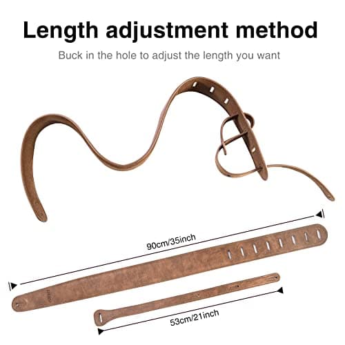 LEKATO Electric & Bass Guitar Strap 2.5" Wide Padded Brown Leather Adjust to 41-51"