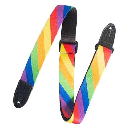 Levy's 1.5" Kids Guitar Strap with Tri-Glide Adjustment - Black — Rainbow