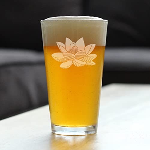 Lotus Beer Pint Glass - Floral Decor for Flower Lovers - 16 Oz