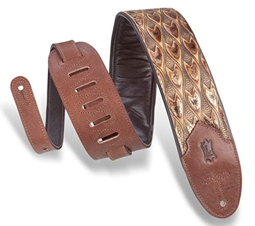 Levy's Leathers Sundance 3 Wide Embossed Guitar Strap - Geramium Whiskey — Arrowhead Bronze