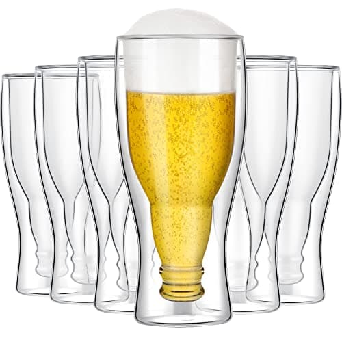 15.5 Oz Double Wall Insulated Beer Glass - Freezable Clear Pub Mug for Beer Lovers