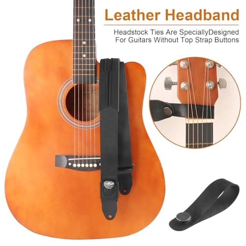 Non-Slip Silicone Padded Guitar Strap with Plectrum Slot and Metal Buckle for Bass, Electric & Acoustic Guitars
