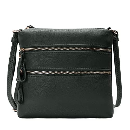 Solene Small Multi-Zip Pocket Crossbody Travel Purse — Olive