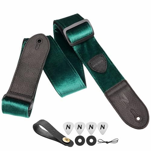 Nefelibata Guitar Strap with Double Leather Ends and Free Bonus - Gift for Bass, Electric, and Acoustic Guitars (Purple) — C#-vintage Christmas Green