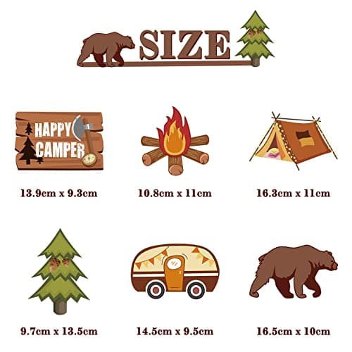 Happy Camper Party Hanging Swirls Decor, Adventure Bears Sign for Kids