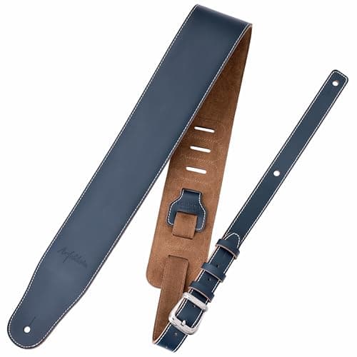 Nefelibata Full Grain Cowhide Guitar Strap with Foam Padding — Blue